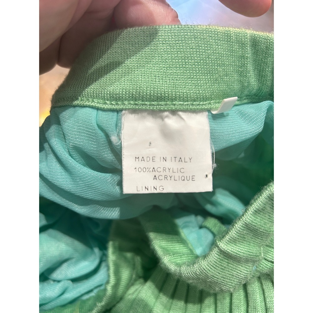 Vintage Pistachio Green Pleated Midi Skirt Made in Italy Flowy Spring Skirt Sz M - Picture 5 of 7
